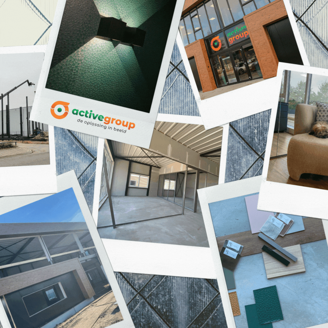Work in progress van de bouw het nieuwe, energieneutrale bedrijfspand van Active Group